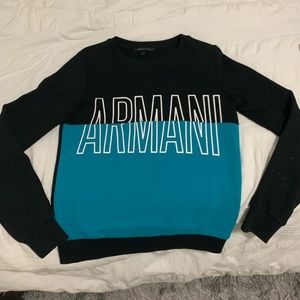 Armani Exchange sweater xs, no zip. Black with a blue bottom on the front.